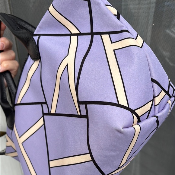 LONGCHAMP PARIS FRANCE LADIES Geometric Purple Black TOTE Handbag-RARE! - Picture 8 of 16